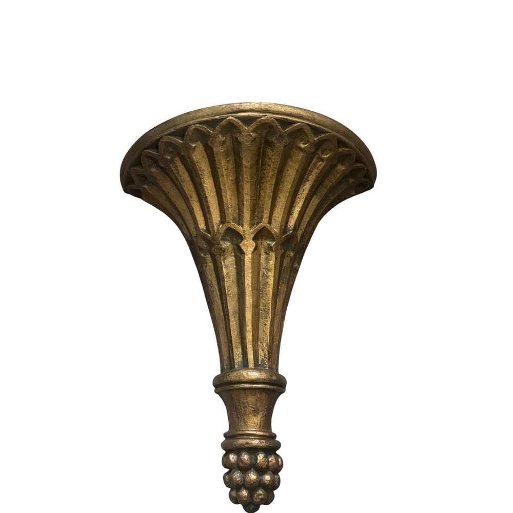 Vintage Gold Fluted Trumpet Wall Corbel Shelf Decorative Architectural Sconce